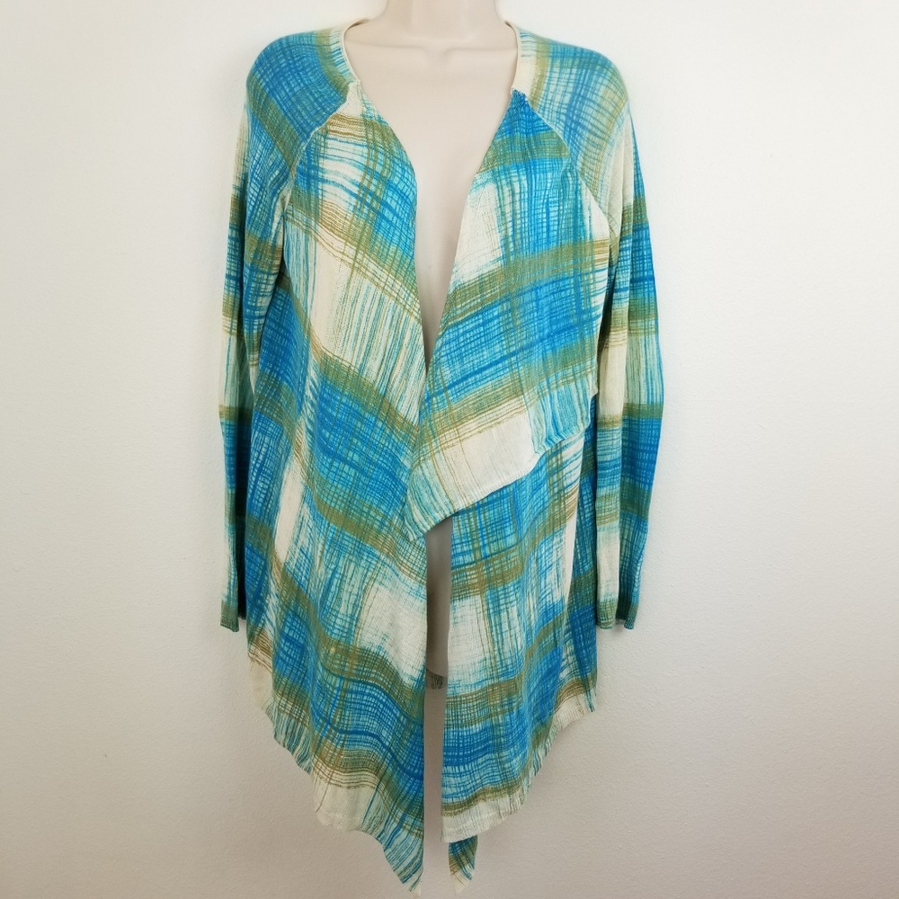 Anthropologie Sparrow Blue Plaid Sweater Cardigan - Picture 3 of 8